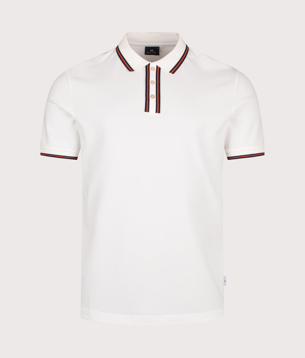 PS Paul Smith Regular Fit Polo Shirt in Off White at EQVVS Menswear. Front shot.
