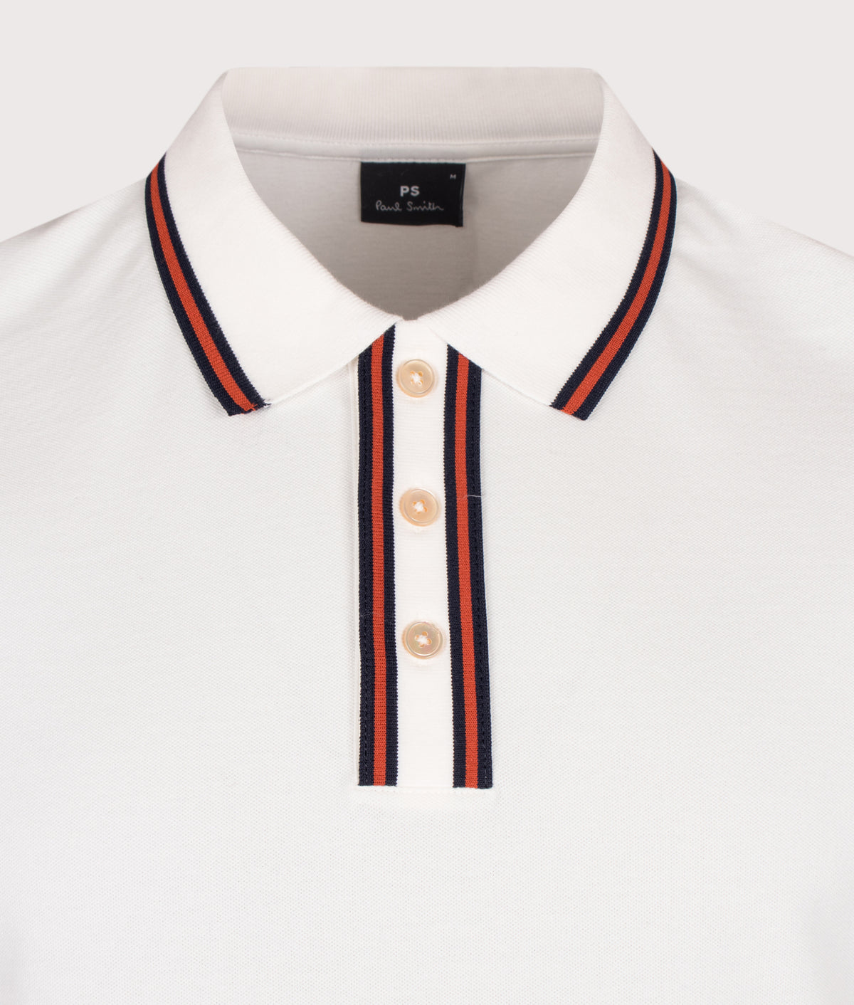 PS Paul Smith Regular Fit Polo Shirt in Off White at EQVVS Menswear. Detail shot.