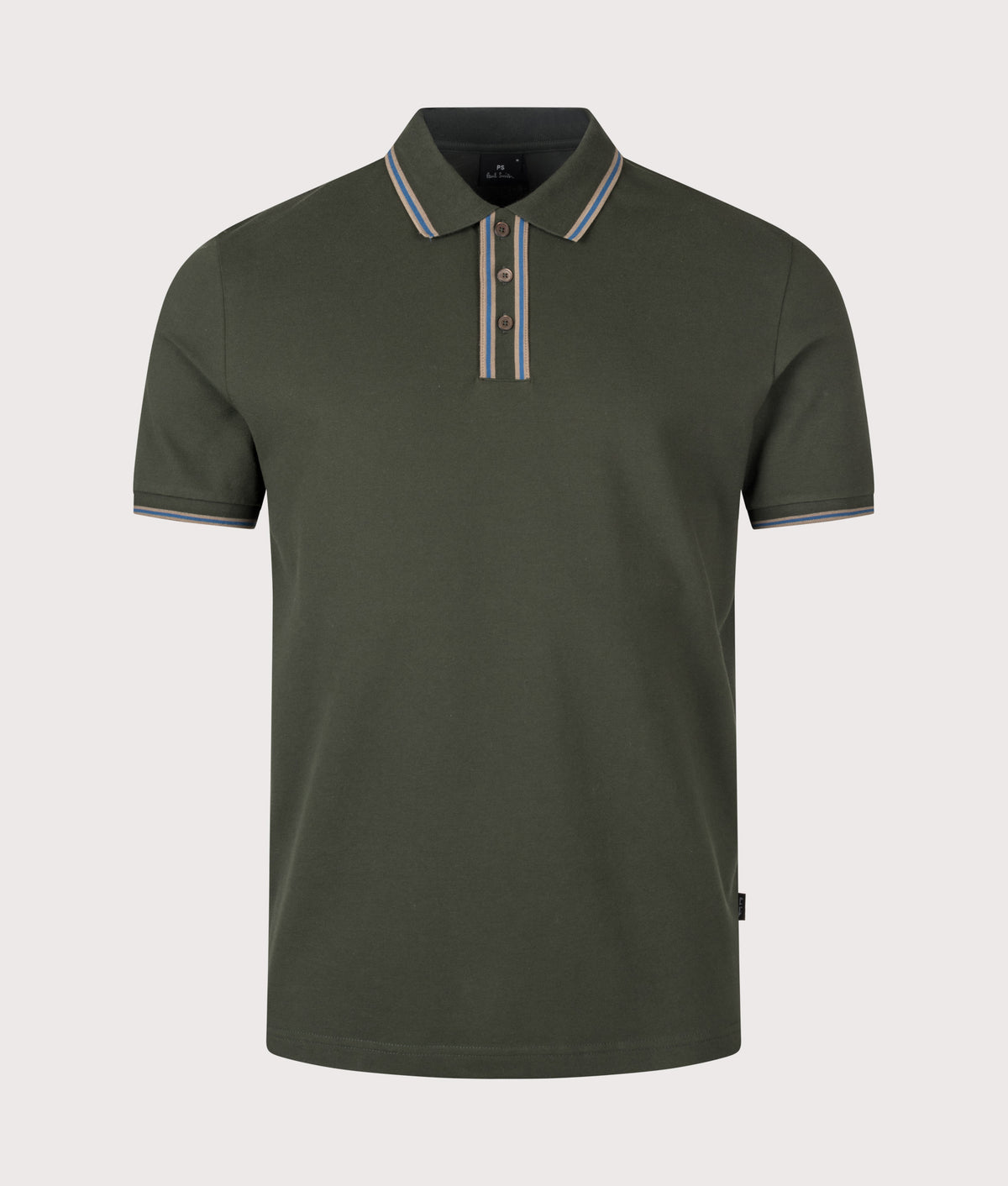 PS Paul Smith Regular Fit Polo Shirt in Bottle Green at EQVVS Menswear. Front shot.