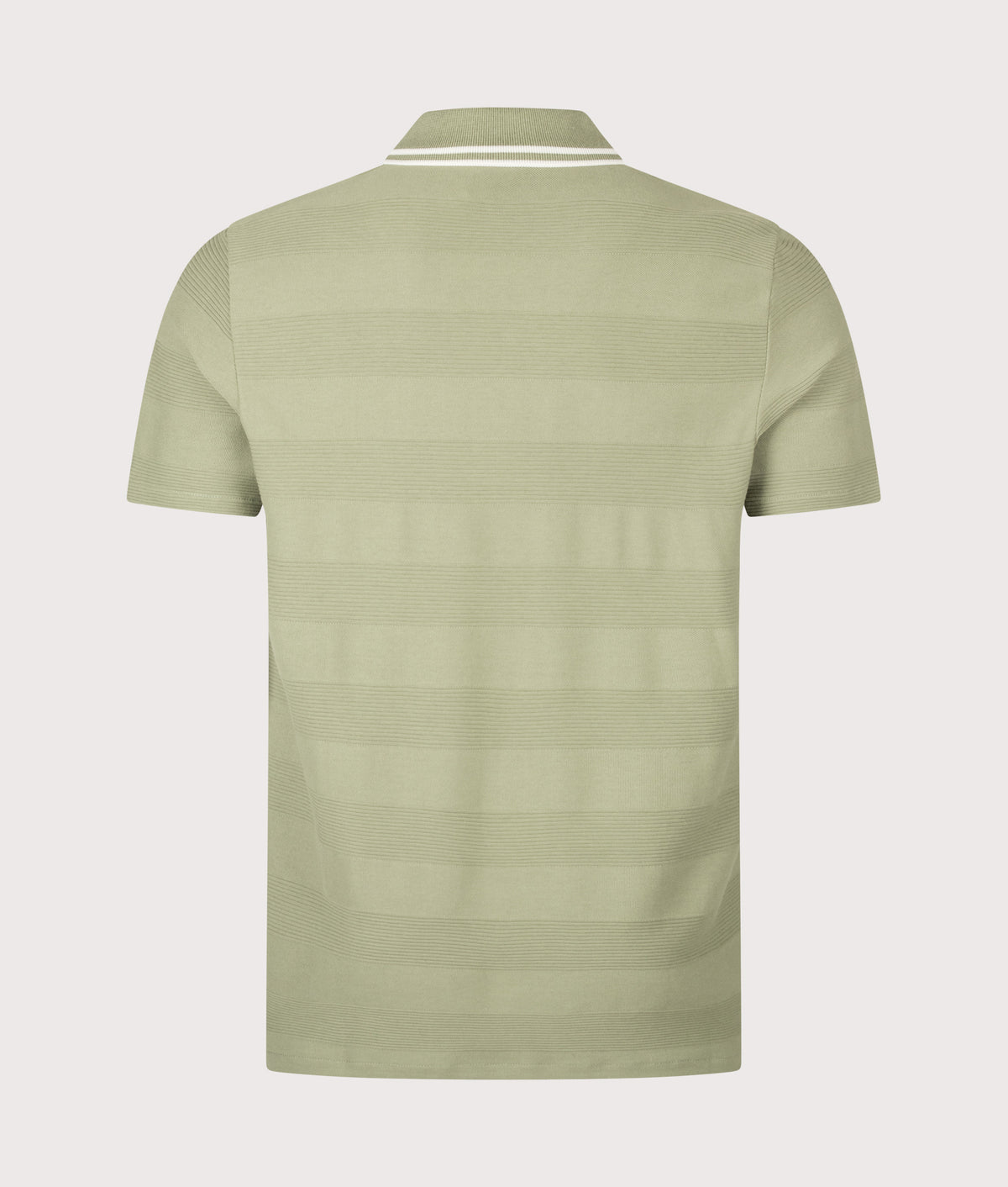 PS Paul Smith Regular Fit Quarter Zip Polo Shirt in Light Greyish Green at EQVVS Menswear. Back shot.