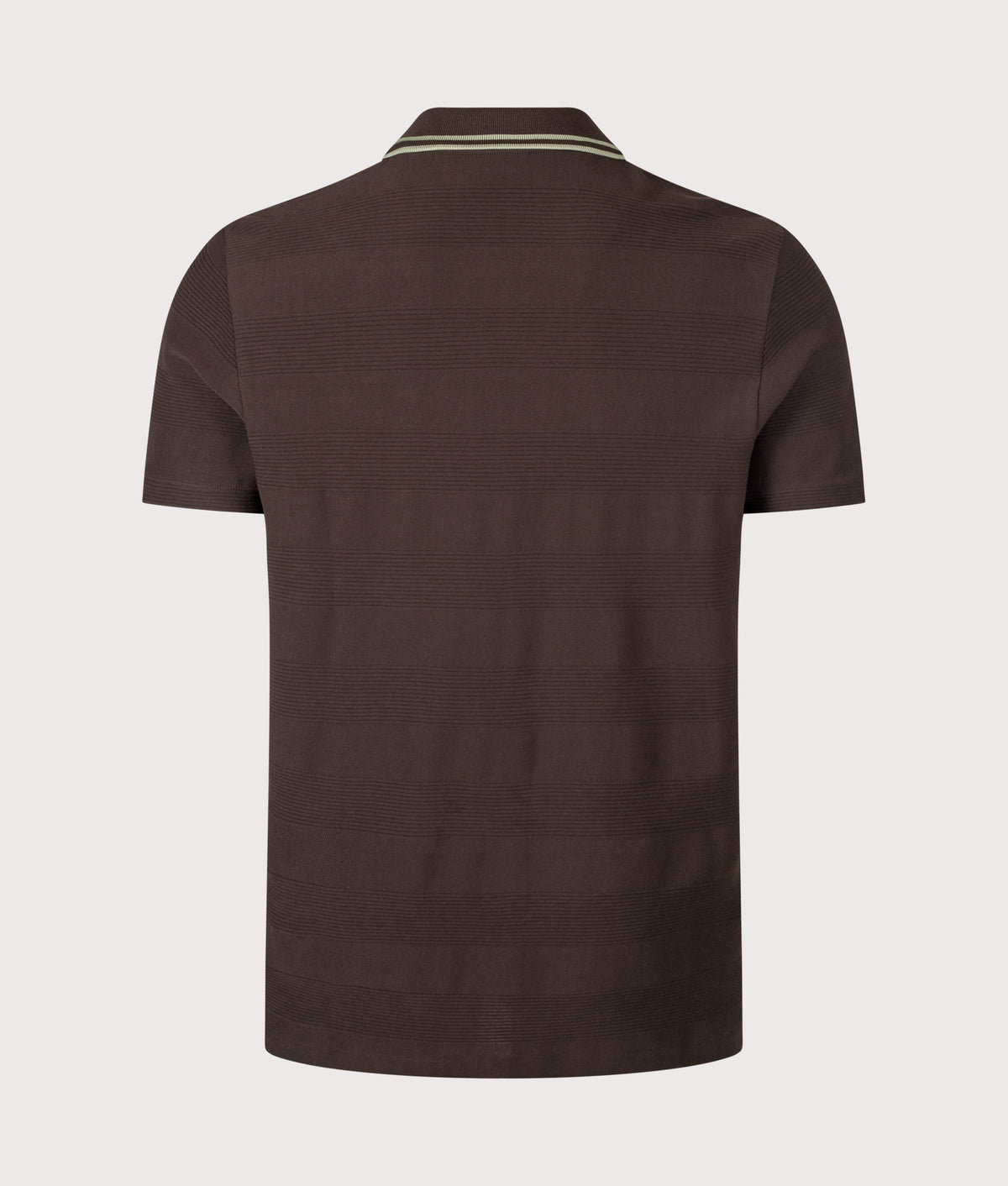 PS Paul Smith Regular Fit Quarter Zip Polo Shirt in Dark Brown at EQVVS Menswear. Back shot.