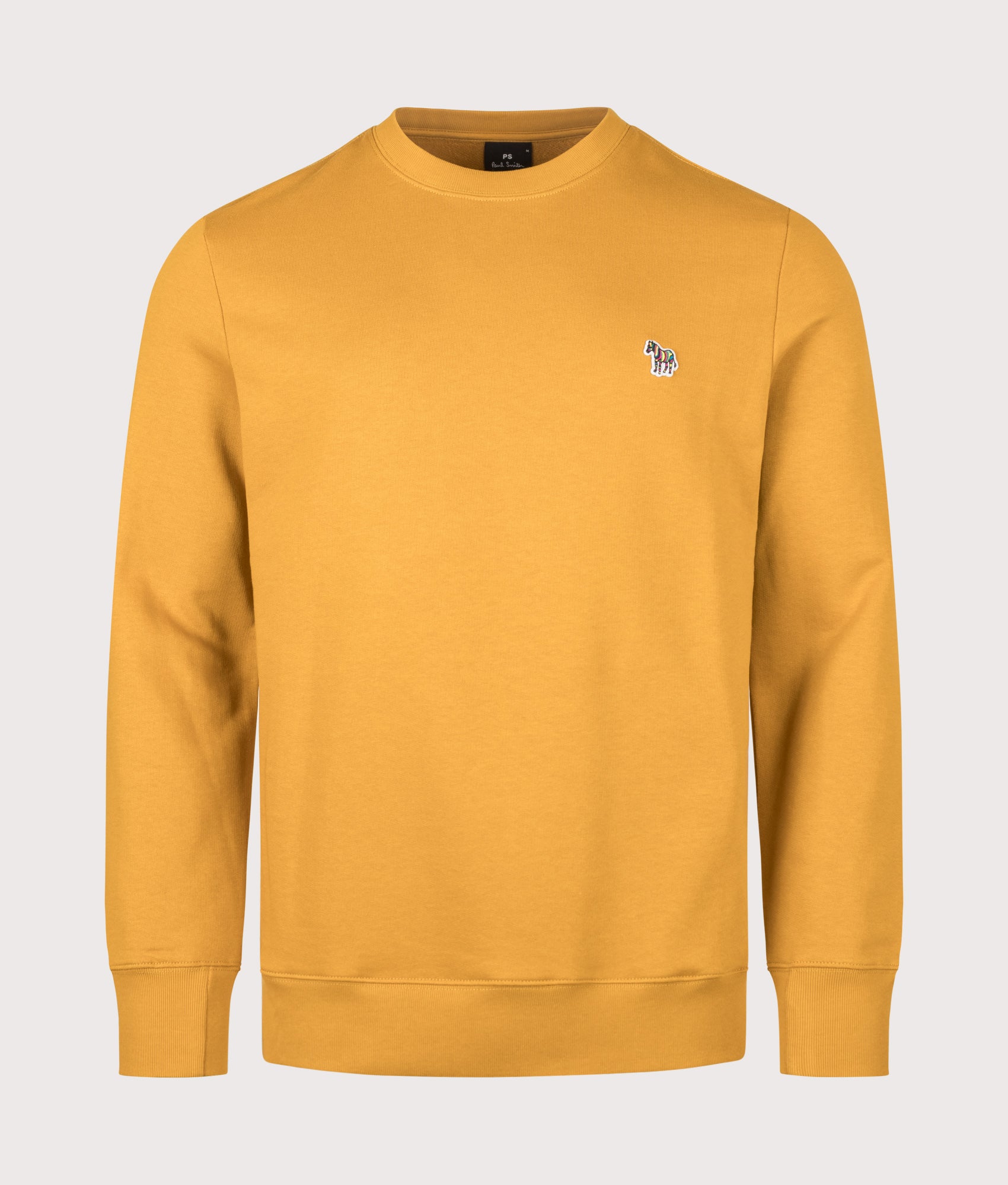 PS Paul Smith Organic Cotton Zebra Logo Sweatshirt in Ochre at EQVVS Menswear. Front shot.
