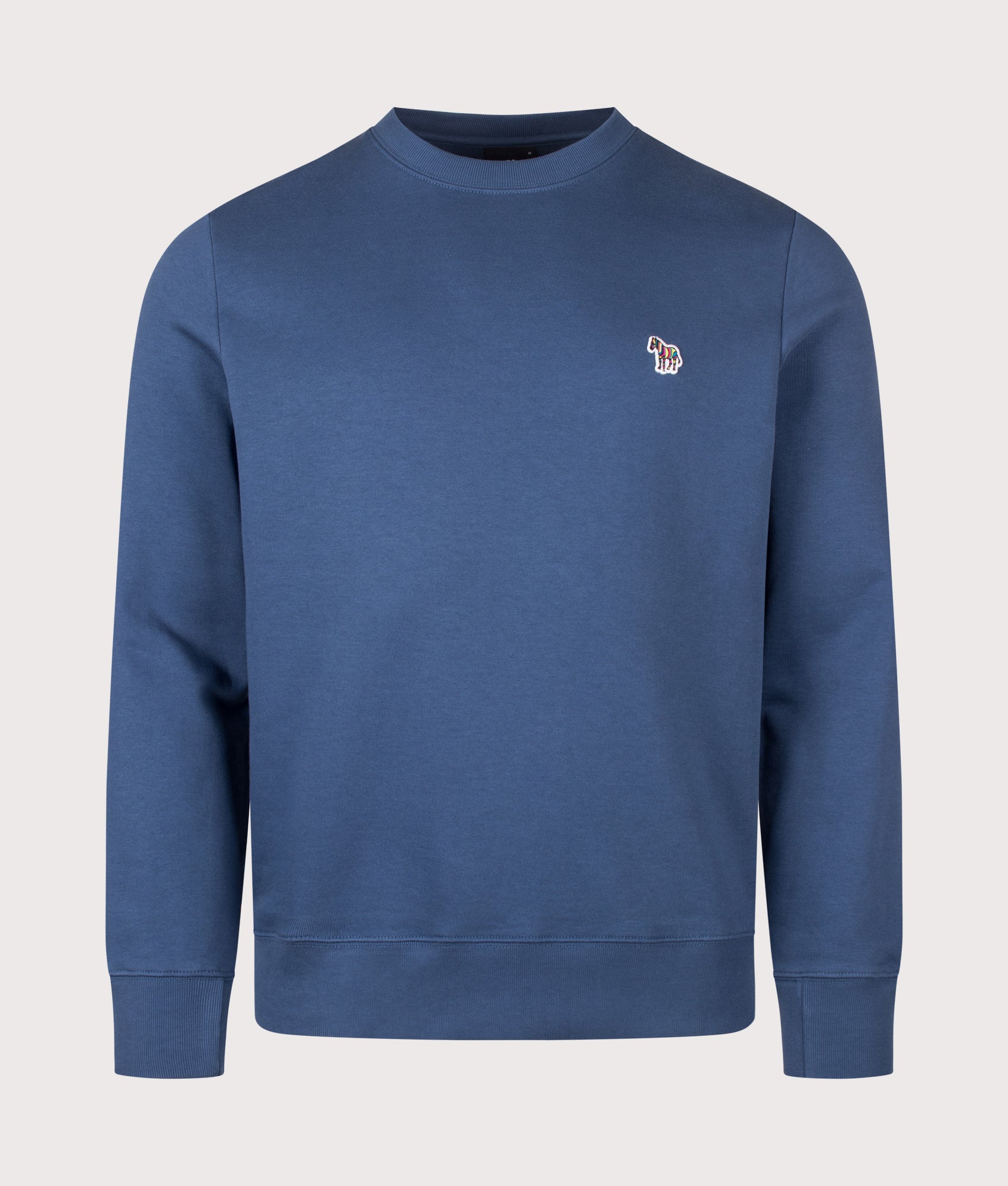 PS Paul Smith Organic Cotton Zebra Logo Sweatshirt in Indigo at EQVVS Menswear. Front shot.