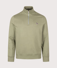 Regular Fit Quarter Zip Zebra Sweatshirt: 34C Light Greyish Green 