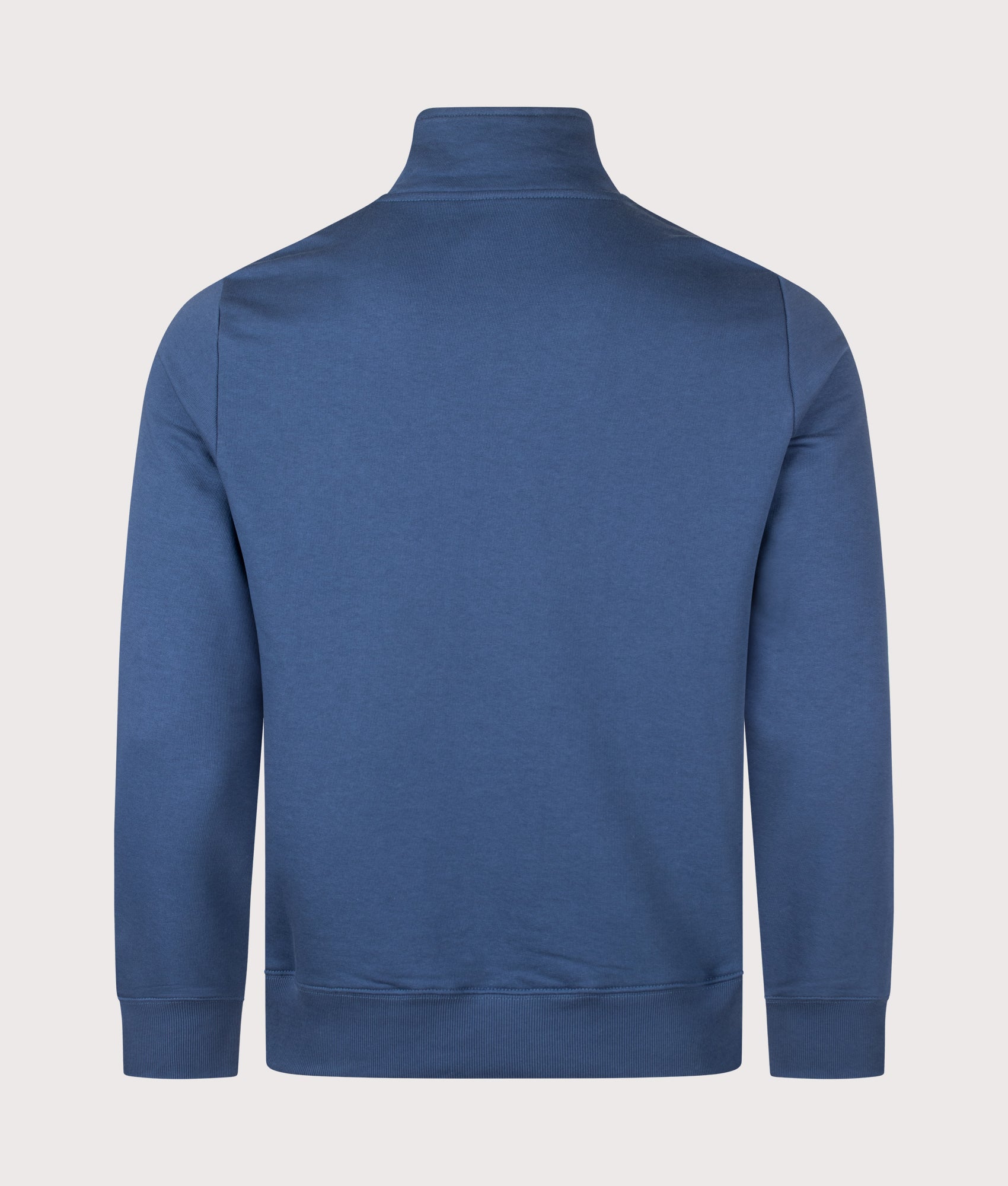 PS Paul Smith Regular Fit Quarter Zip Zebra Sweatshirt in Indigo at EQVVS Menswear. Back shot.