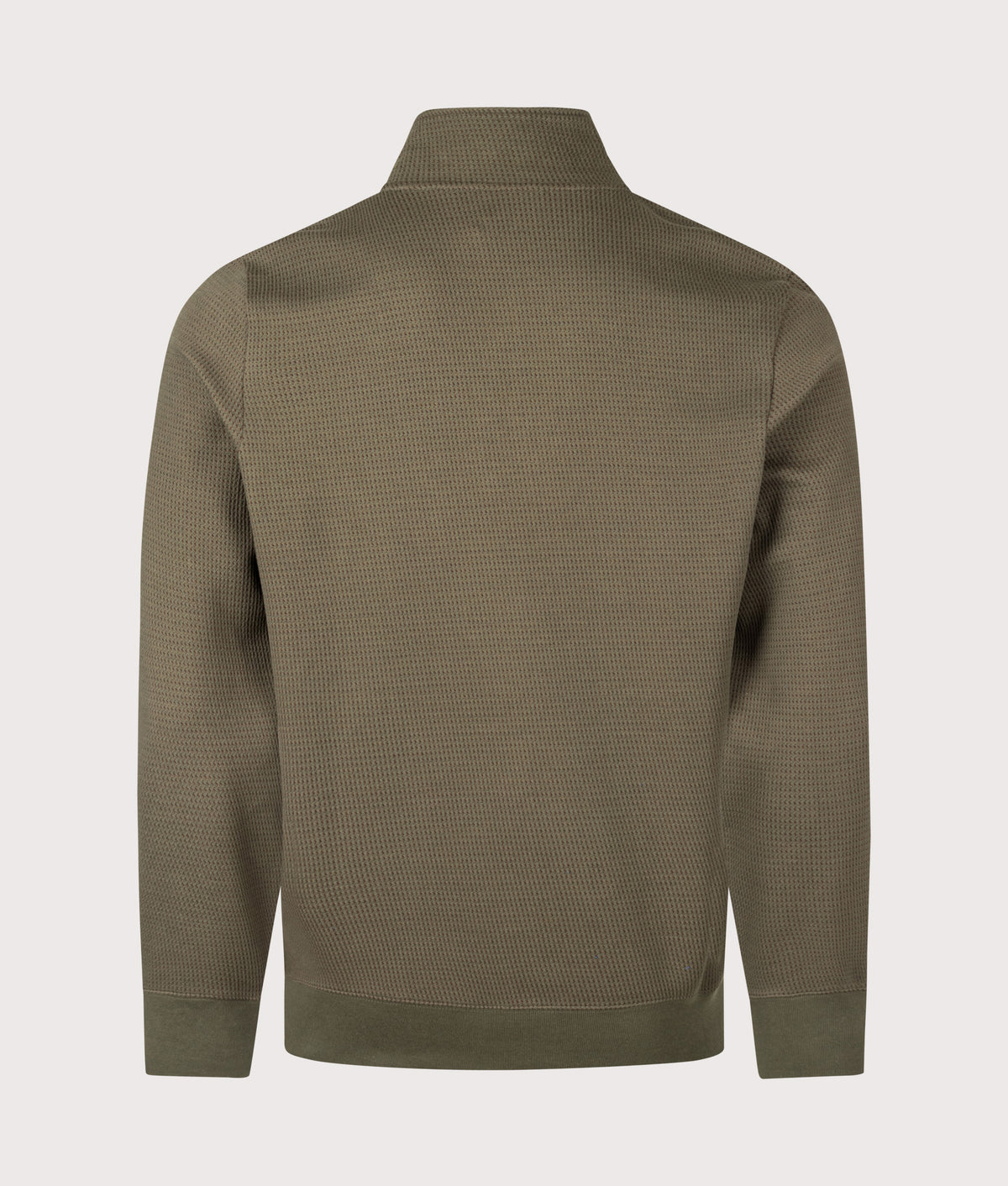 PS Paul Smith Classic Quarter Zip Sweatshirt in Military Green at EQVVS Menswear. Back shot.
