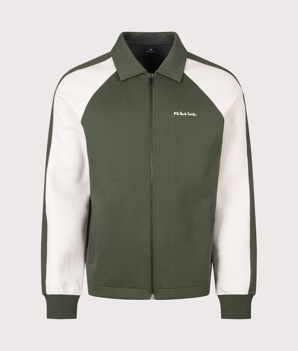 PS Paul Smith Regular Fit Zip Through Jacket in Bottle Green at EQVVS Menswear. Front shot.