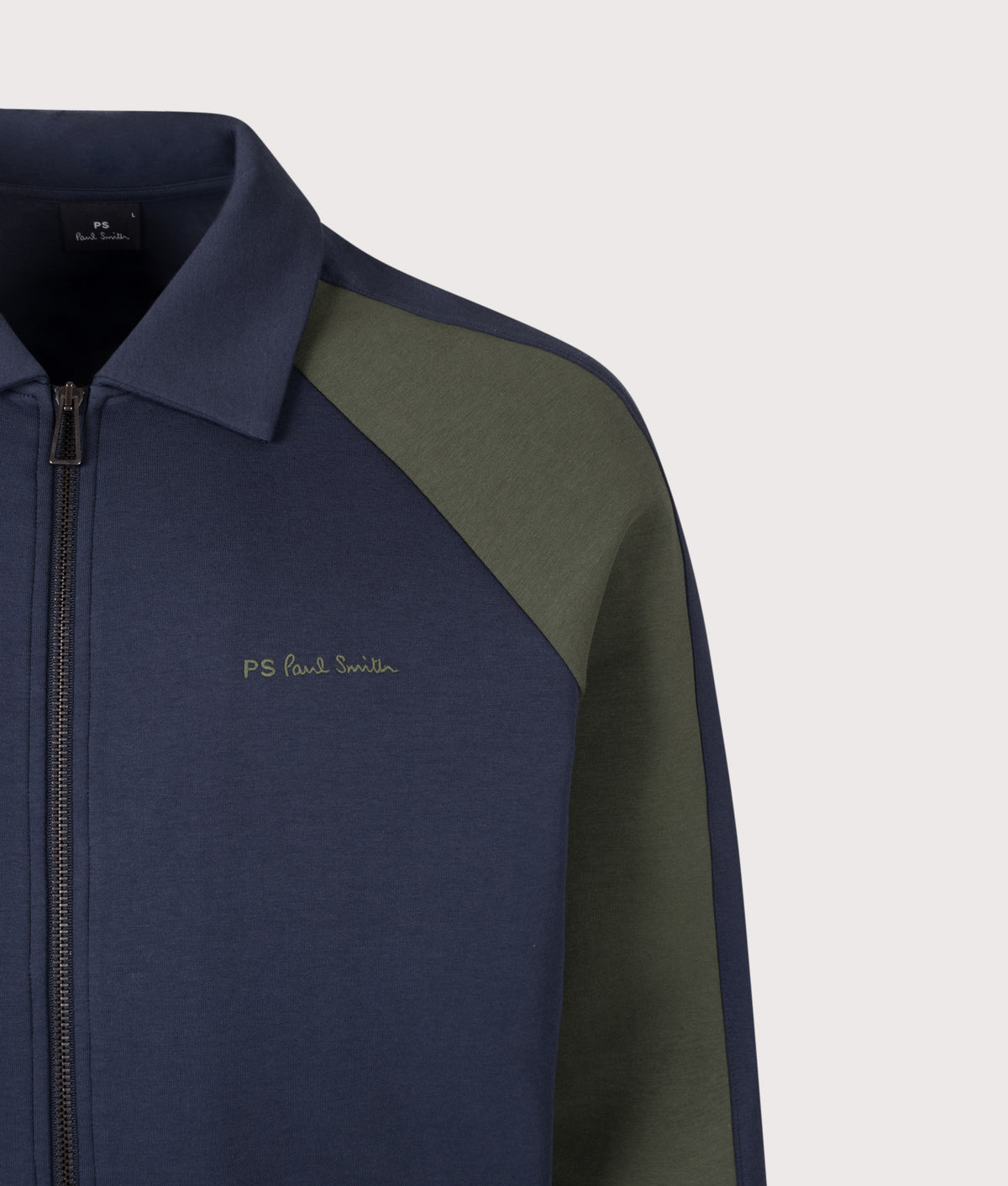 PS Paul Smith Regular Fit Zip Through Jacket in Very Dark Navy at EQVVS Menswear. Detail shot.