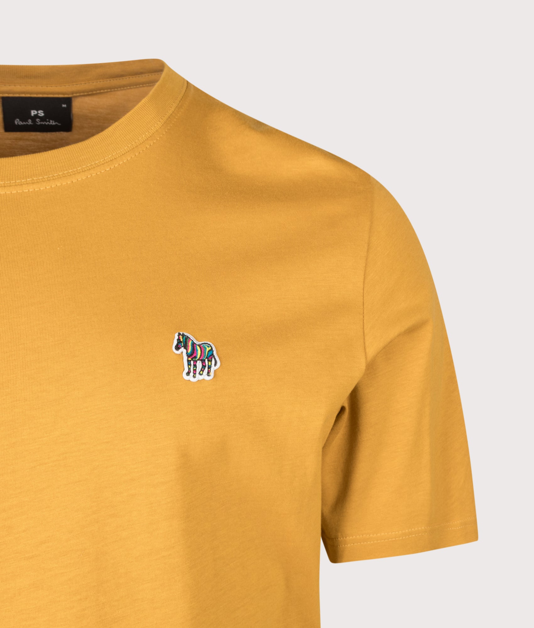 PS Paul Smith Regular Fit Zebra T-Shirt in Ochre at EQVVS Menswear. Detail shot.