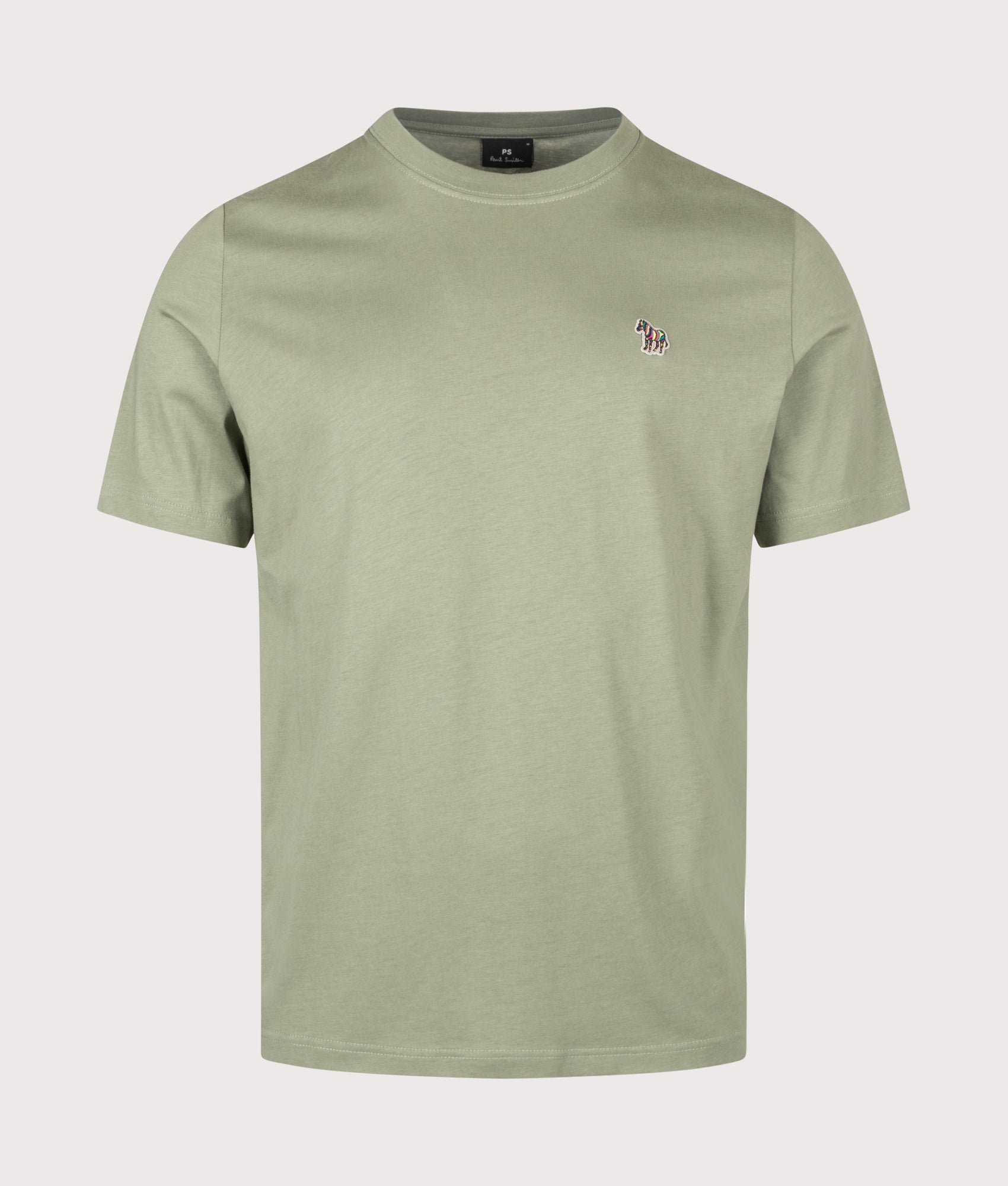 PS Paul Smith Regular Fit Zebra T-Shirt in Light Greyish Green at EQVVS Menswear. Front shot.