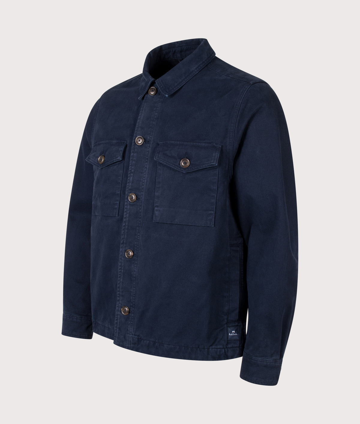 PS Paul Smith Military Overshirt in Very Dark Navy at EQVVS Menswear. Front shot.