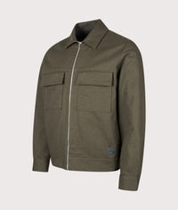 Regular Fit Cotton Twill Overshirt: 35 Military Green 