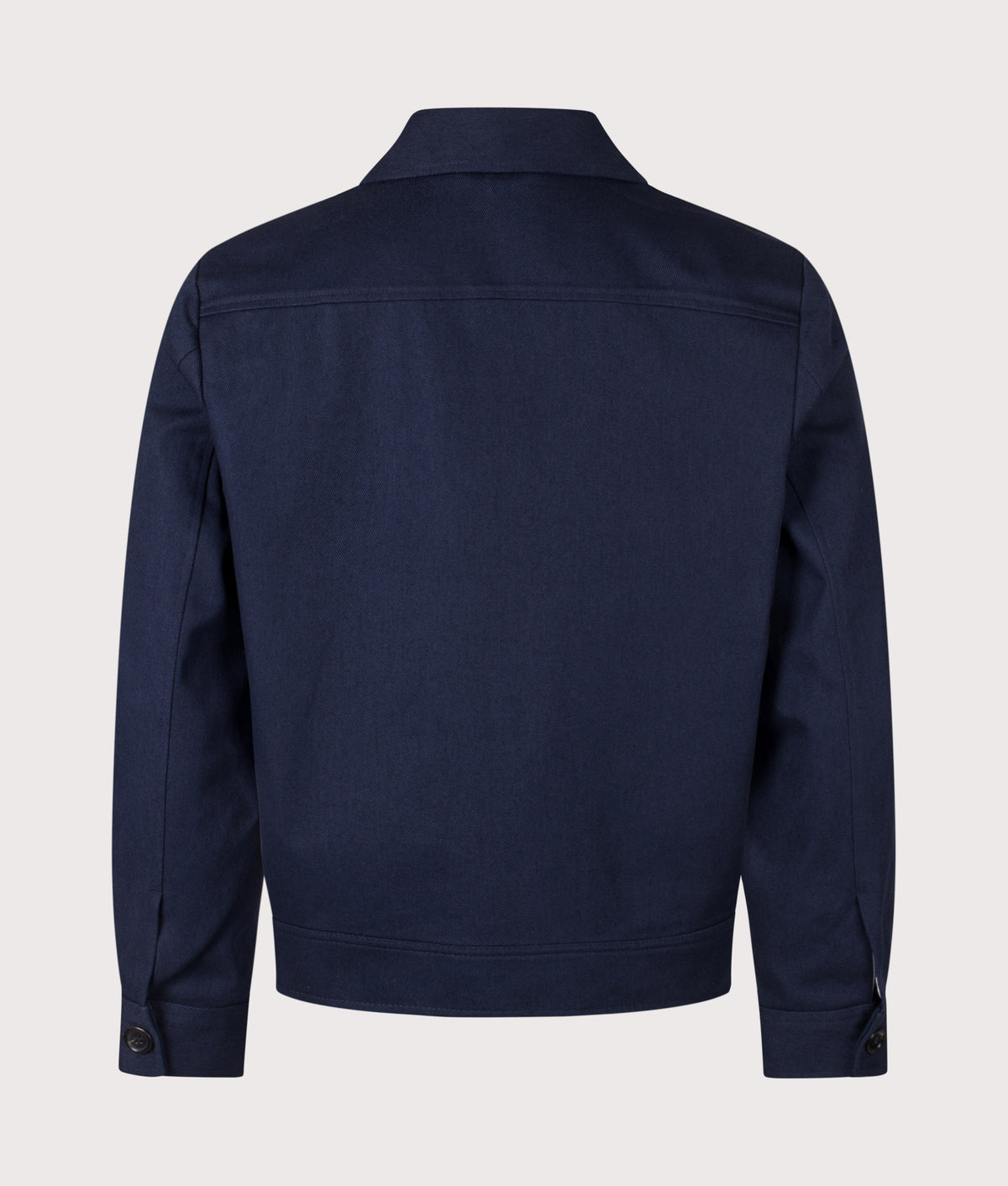 PS Paul Smith Regular Fit Cotton Twill Overshirt in Navy at EQVVS Menswear. Back shot.