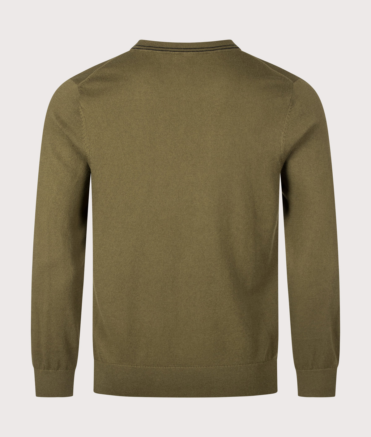 PS Paul Smith Regular Fit Zebra Logo Crewneck jumper in Military Green at EQVVS Menswear. Back shot.