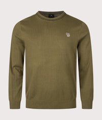Regular Fit Zebra Logo Crewneck jumper: 35 Military Green 