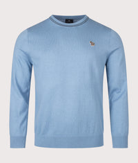 Regular Fit Zebra Logo Crewneck Jumper: 40 Light Blue 