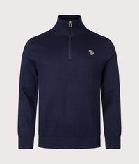 Regular Fit Zebra Logo Quarter Zip Jumper: 49 Very Dark Navy 