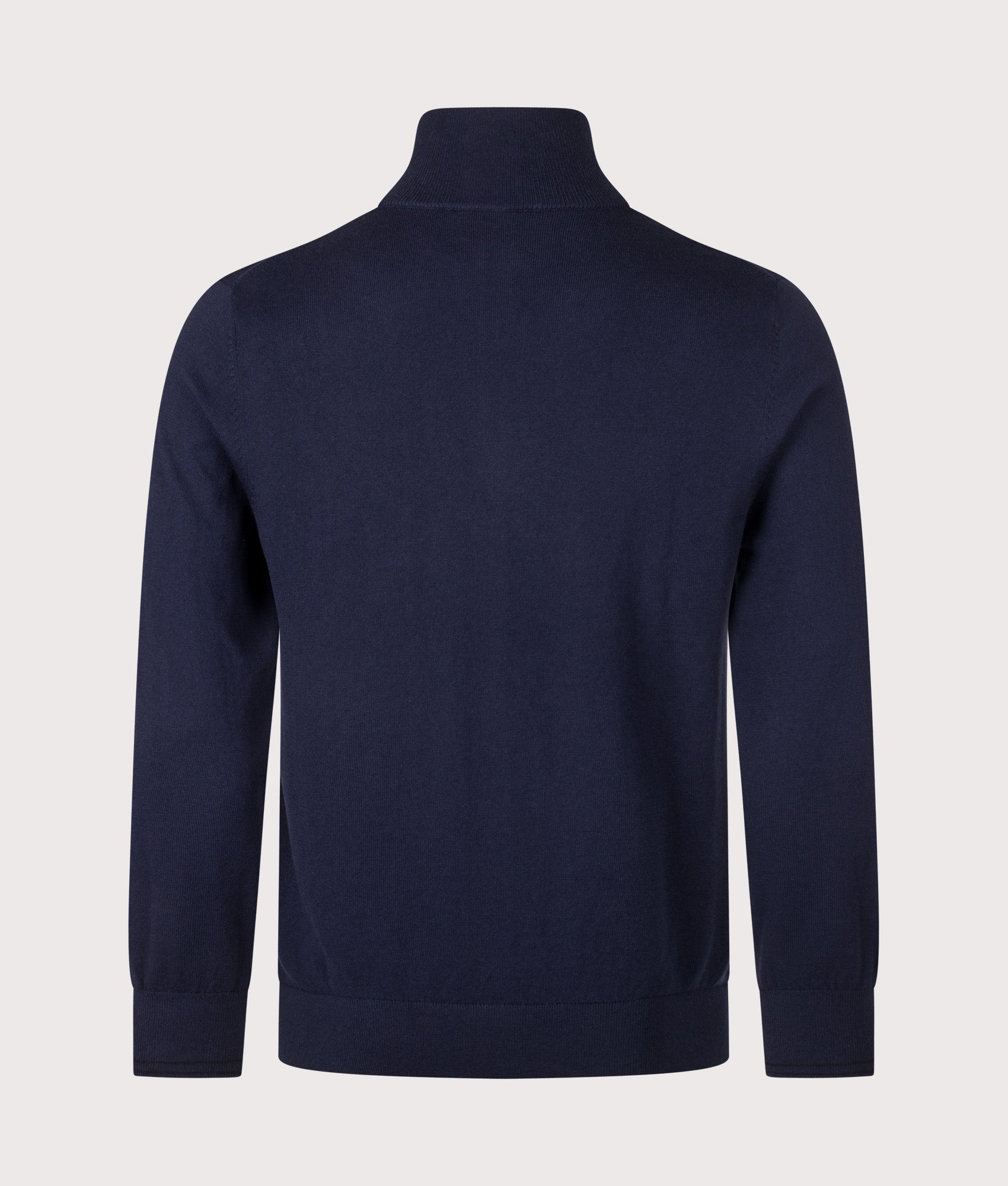 PS Paul Smith Regular Fit Zebra Logo Quarter Zip Jumper in Very Dark Navy at EQVVS Menswear. Back shot.