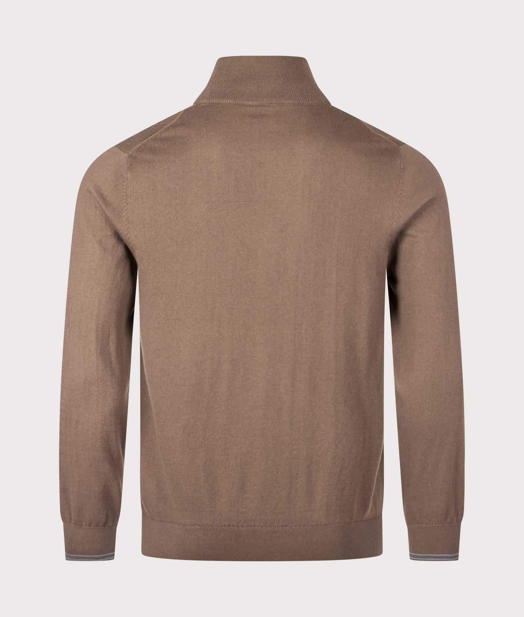 PS Paul Smith Regular Fit Zebra Logo Quarter Zip Jumper in Mud at EQVVS Menswear. Back shot.