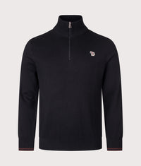 Regular Fit Zebra Logo Quarter Zip Jumper: 79 Black 
