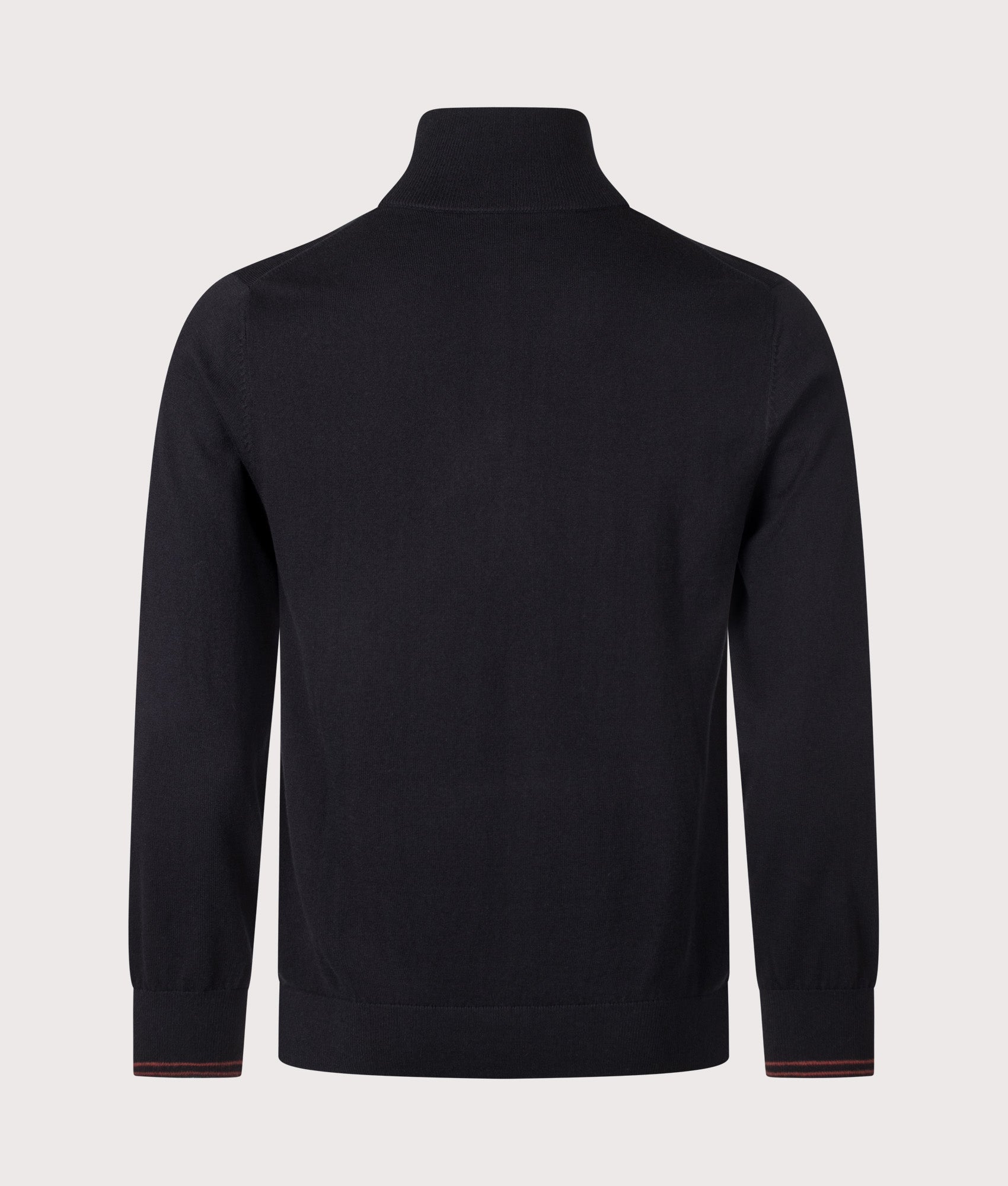 PS Paul Smith Regular Fit Zebra Logo Quarter Zip Jumper in Black at EQVVS Menswear. Back shot.