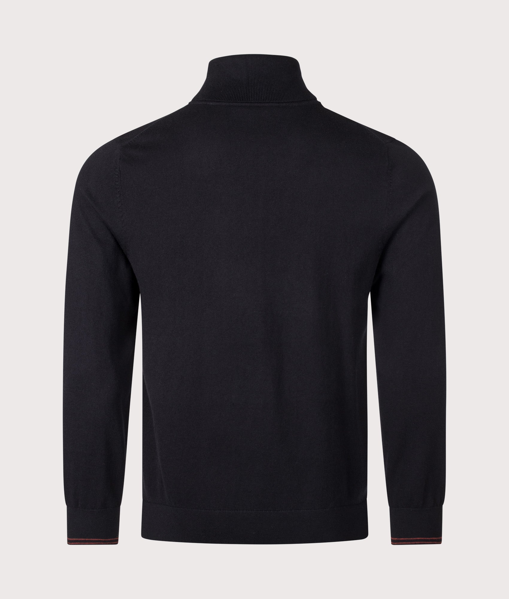 PS Paul Smith Regular Fit Roll Neck Jumper in Black at EQVVS Menswear. Back shot.