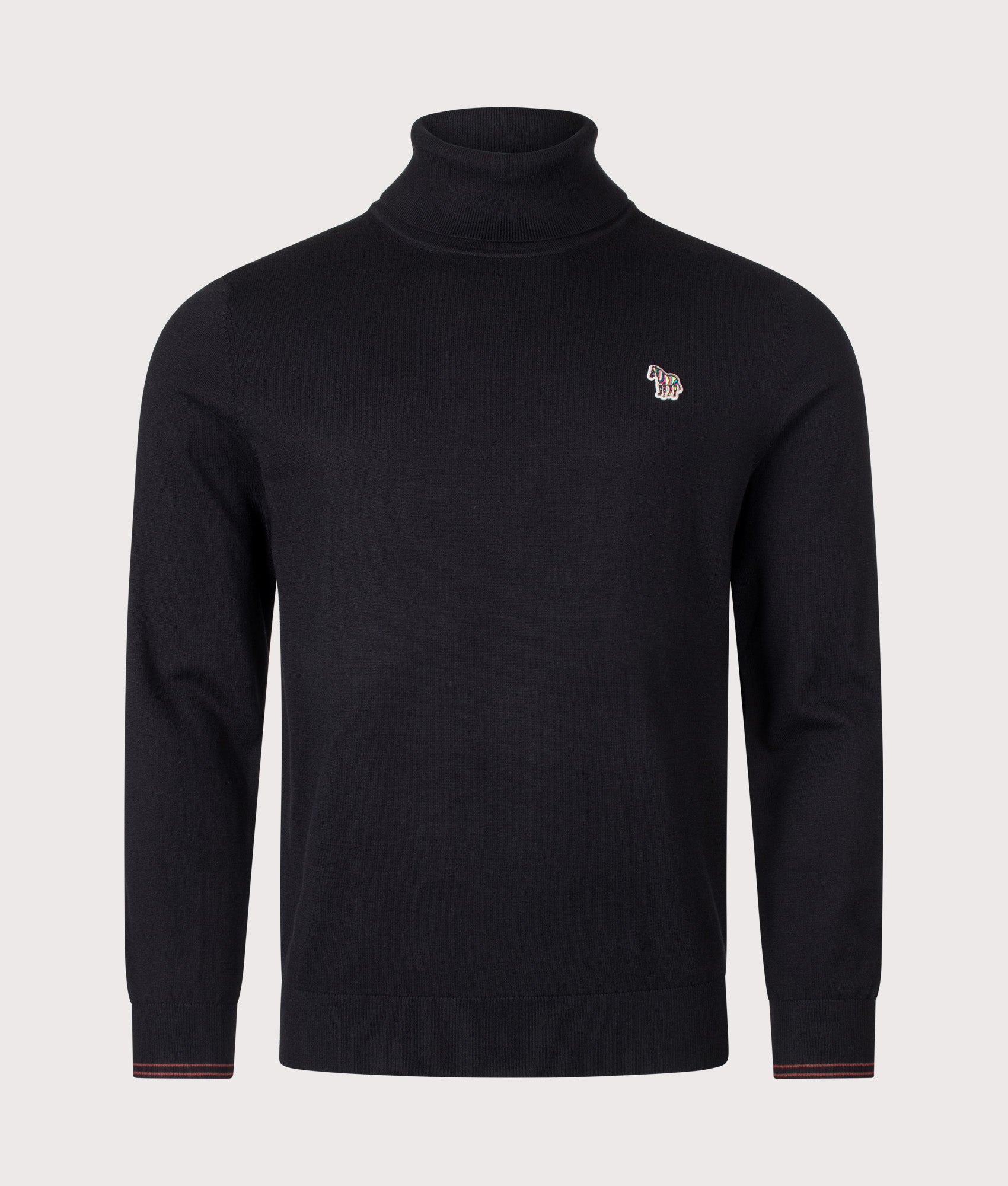 PS Paul Smith Regular Fit Roll Neck Jumper in Black at EQVVS Menswear. Front shot.