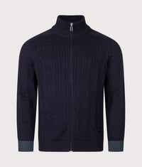 Cable Knit Zip Through Cardigan: 49 Very Dark Navy 