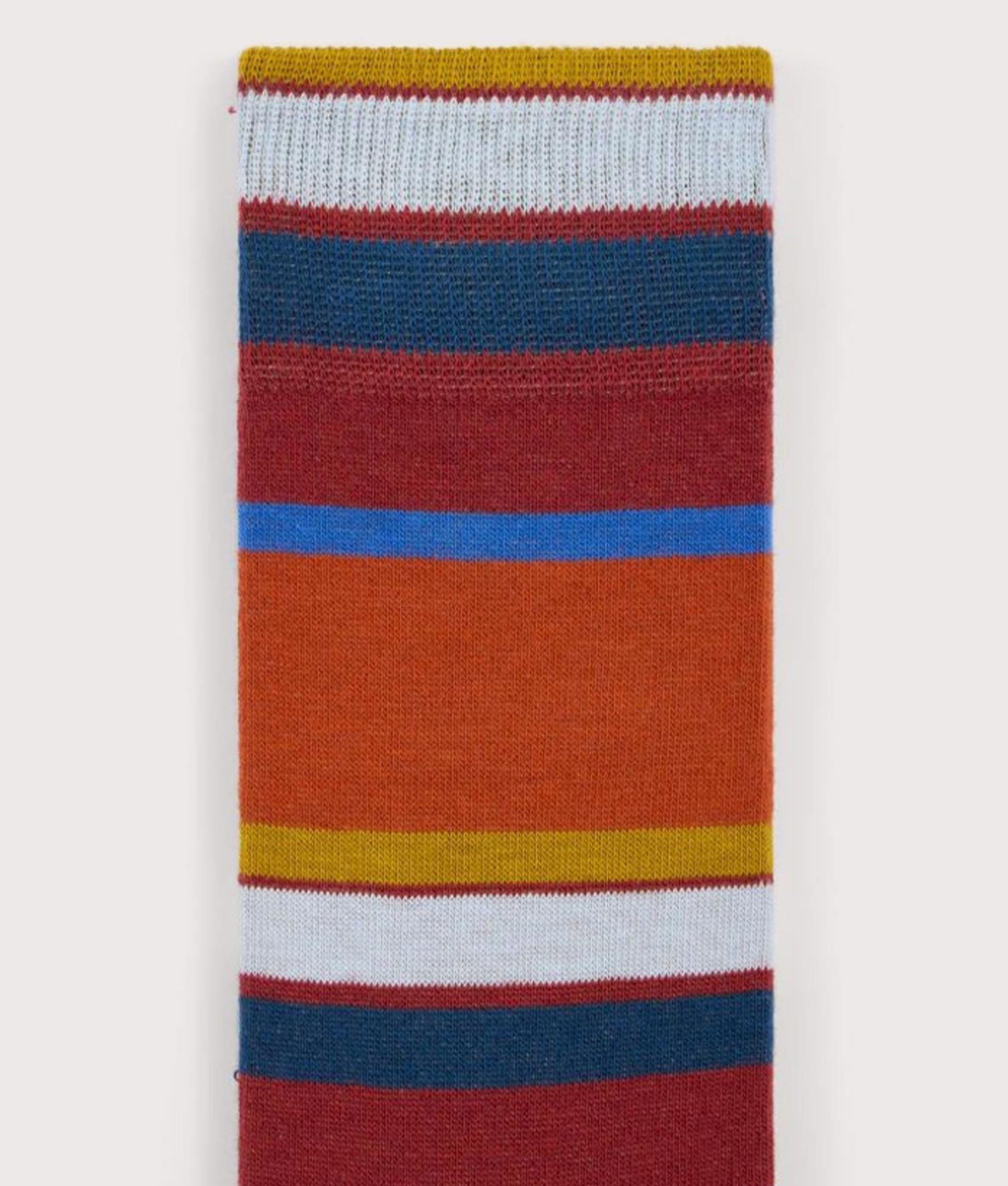 PS Paul Smith PS Stripe Socks in Orange at EQVVS Menswear. Detail shot.