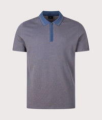 Regular Fit Quarter Zip Polo Shirt: 46 Indigo 