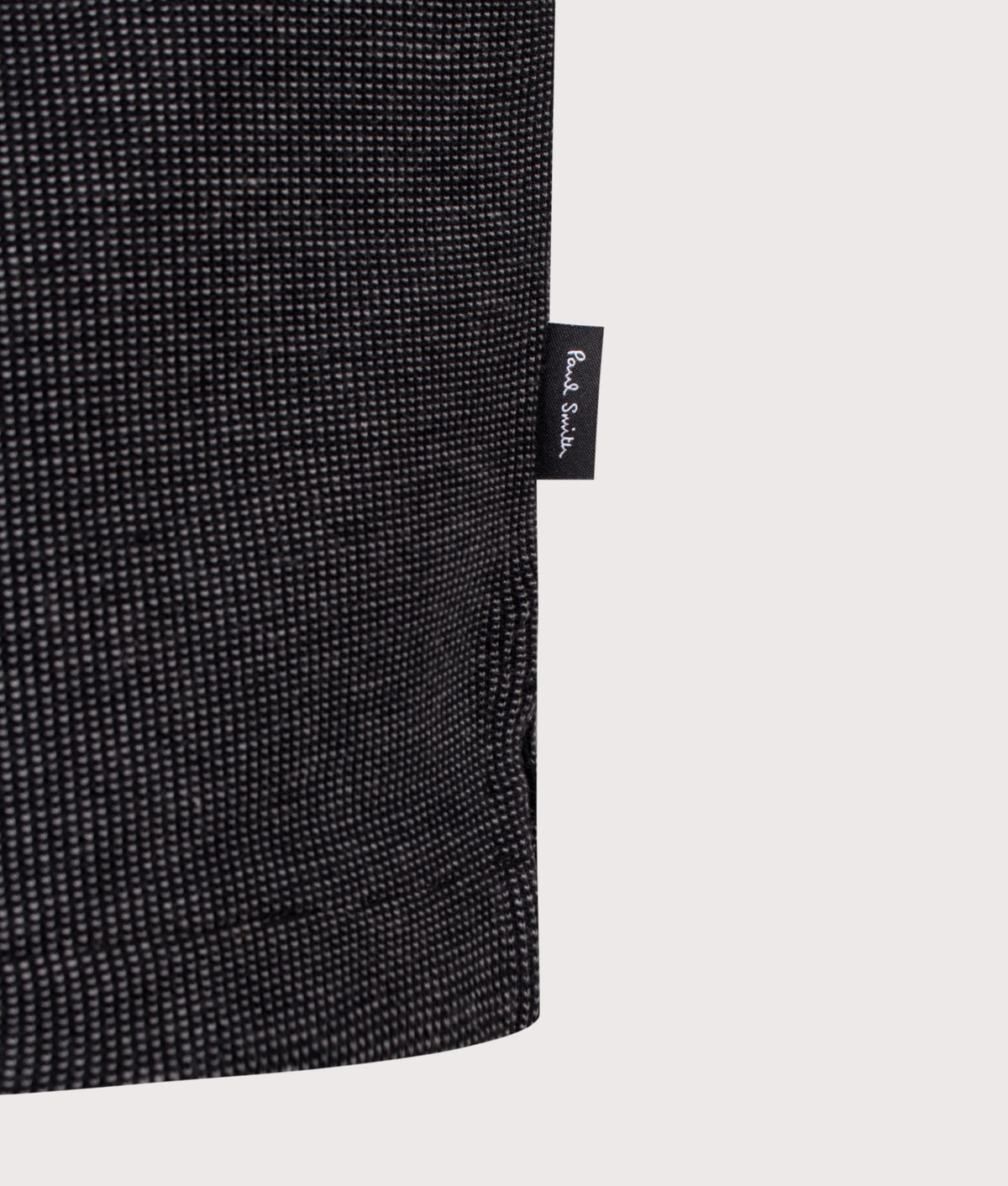 PS Paul Smith Regular Fit Quarter Zip Polo Shirt in Black at EQVVS Menswear. Detail shot.