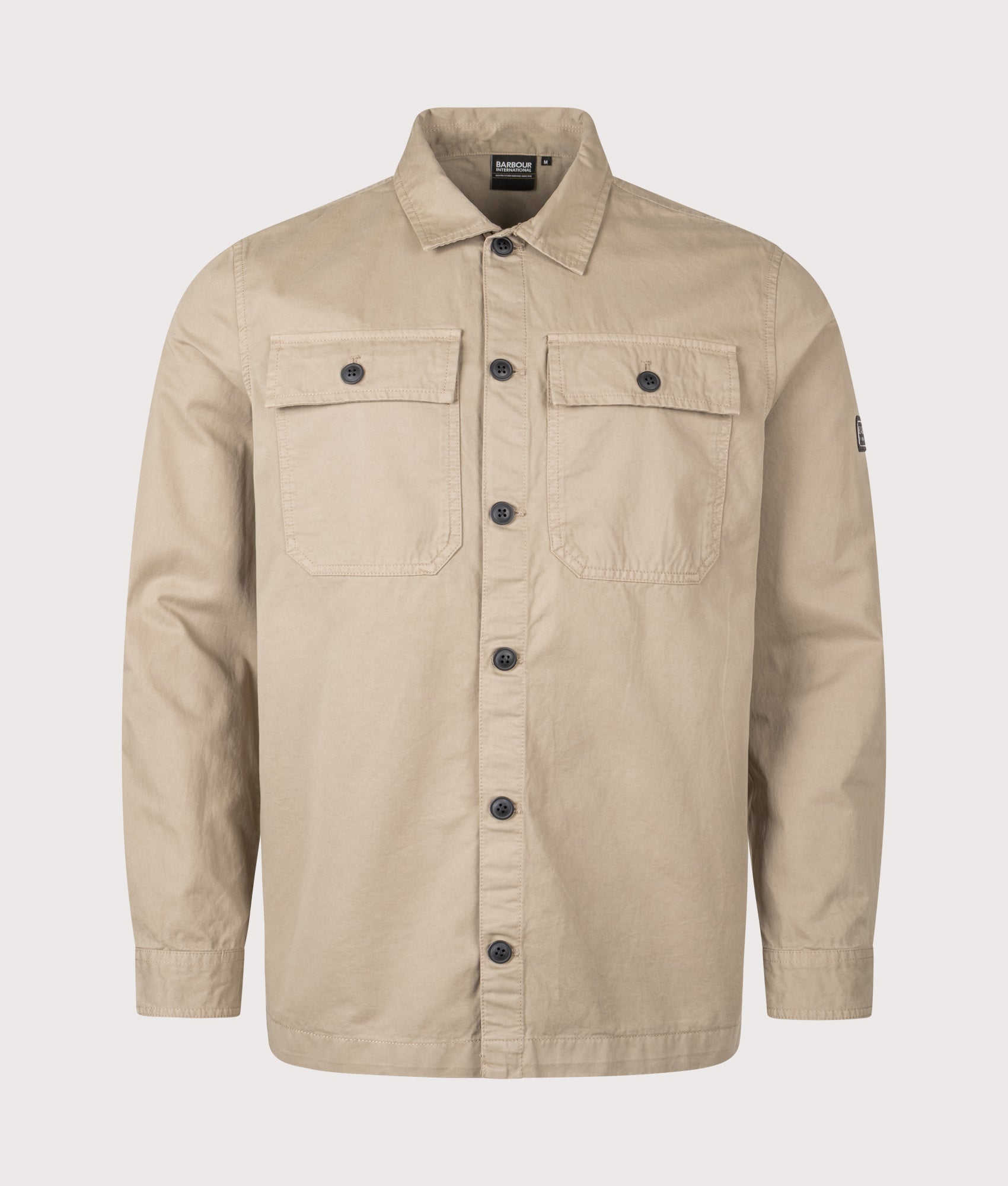 Barbour B.Intl Arlo Overshirt in Coriander at EQVVS Menswear. Front shot.