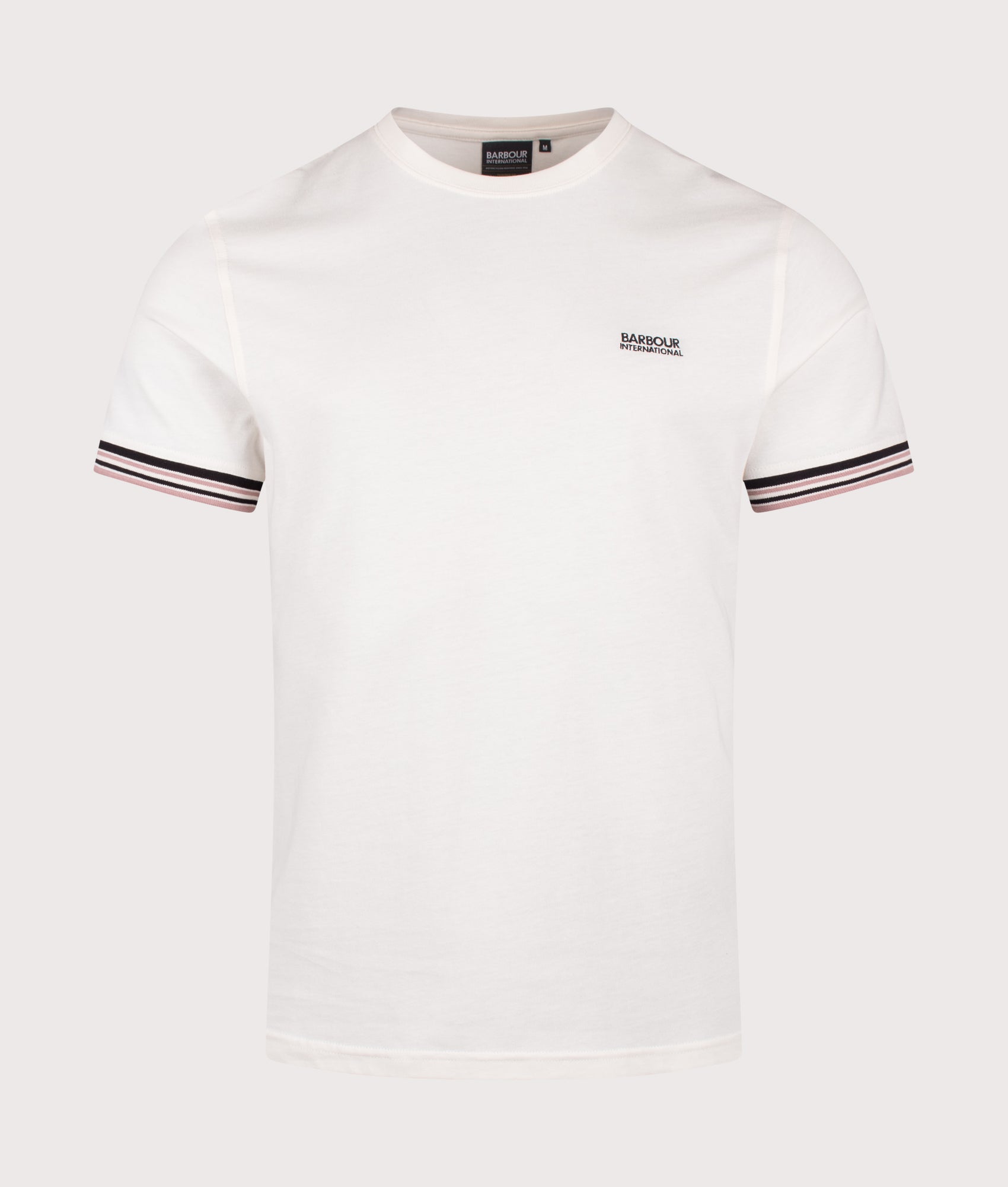 Burnwood Tipped Cuff T-Shirt in Whisper White by Barbour International. Shot by EQVVS. Front shot.
