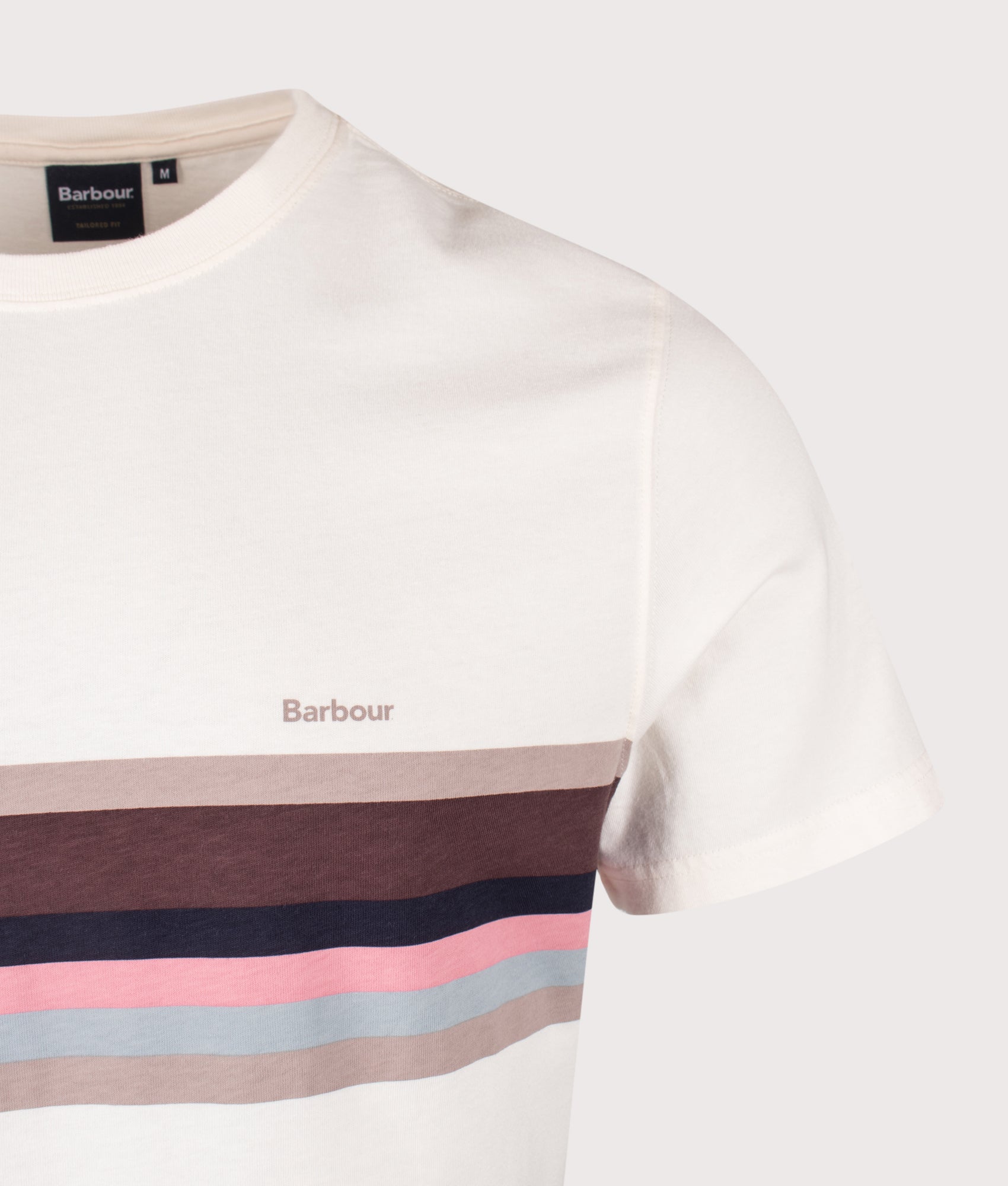 Newsham T-Shirt in Whisper White by Barbour Lifestyle. Shot by EQVVS. Detail shot.