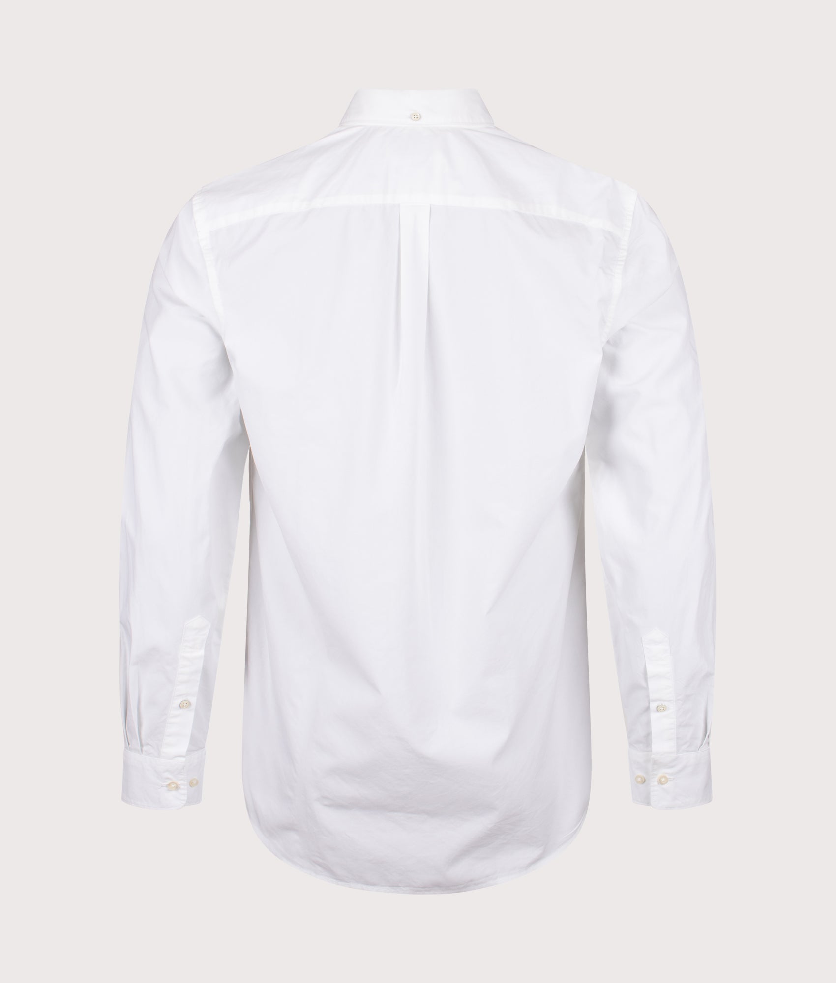 Barbour Treeport Poplin Shirt in White at EQVVS Menswear. Back shot.