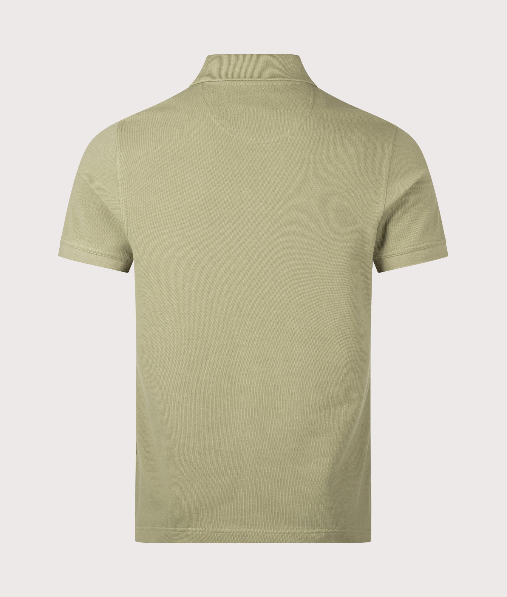 Barbour Tartan Pique Polo Shirt in Laurel Green at EQVVS Menswear. Back shot.