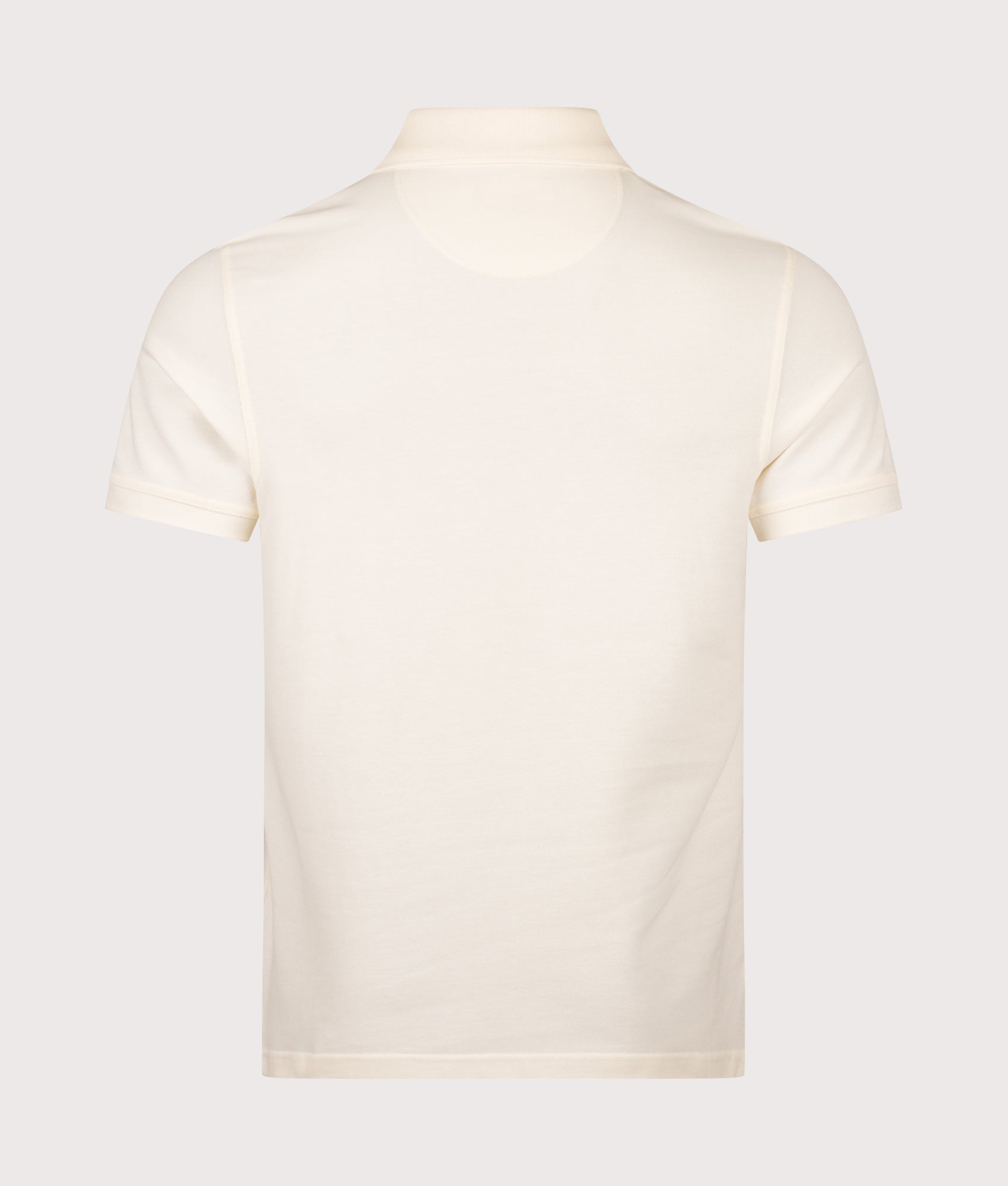 Barbour Tartan Pique Polo Shirt in Whisper White and Classic at EQVVS Menswear. Back shot.