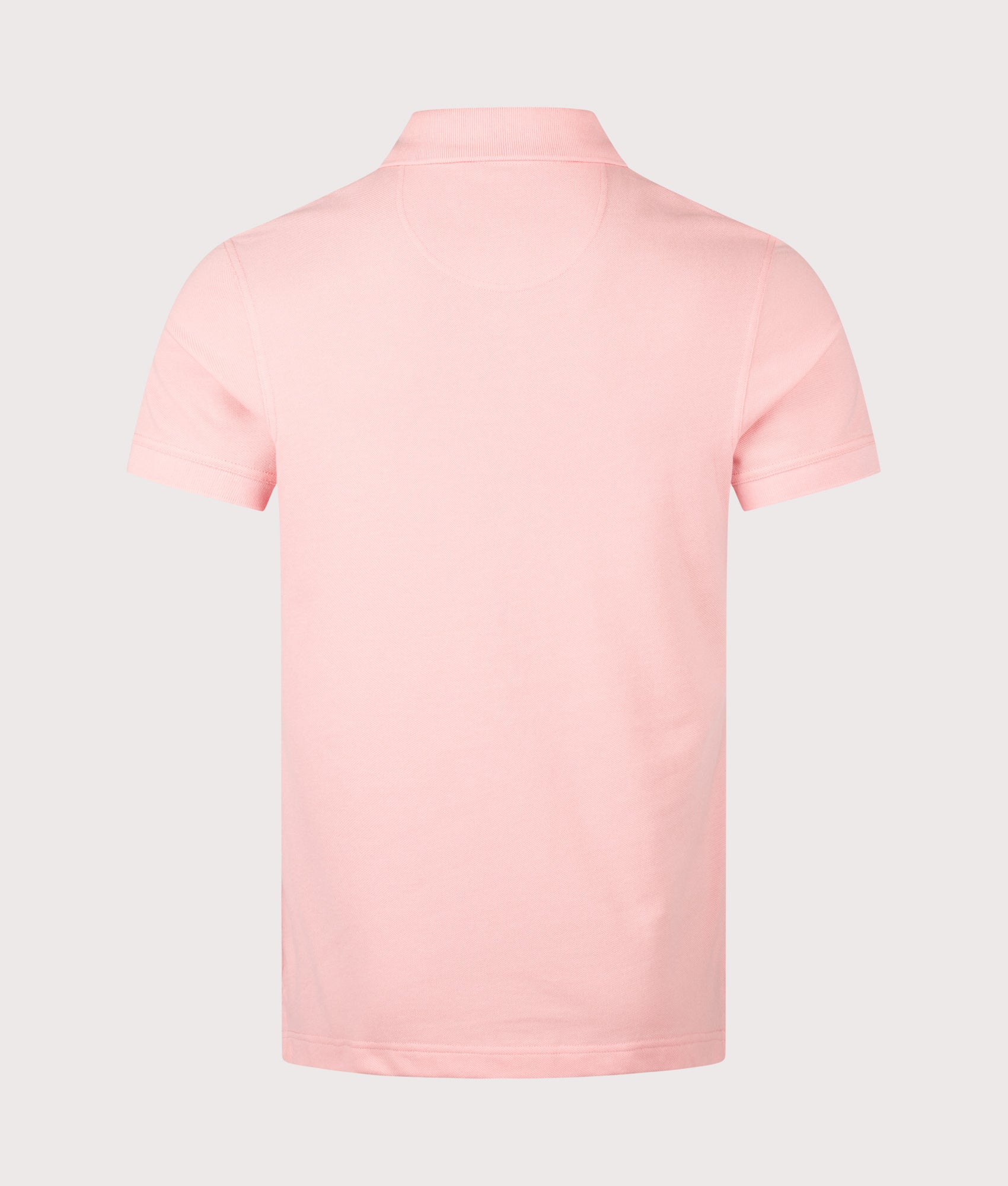 Tartan Pique Polo Shirt in Mineral Pink by Barbour Lifestyle. Shot by EQVVS. Back shot.