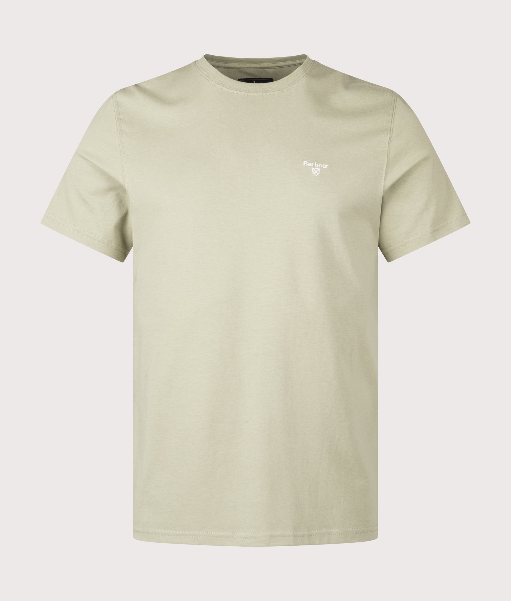 Barbour Essential Sports T-Shirt in Sea Green colourway at EQVVS Menswear. Front shot.