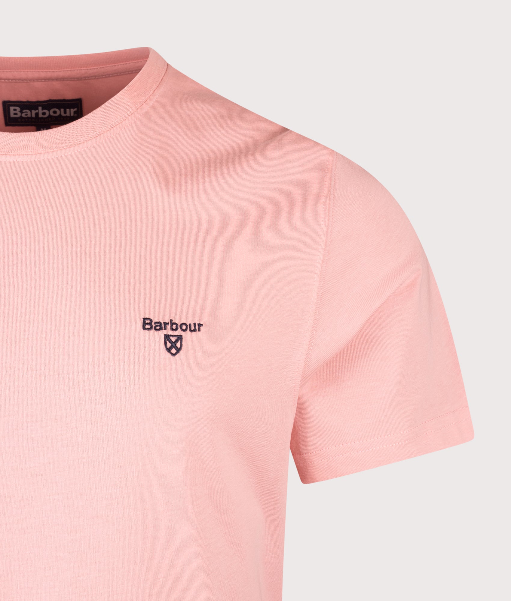 Essential Sports T-Shirt in Mineral Pink by Barbour International. Shot by EQVVS. Detail shot.