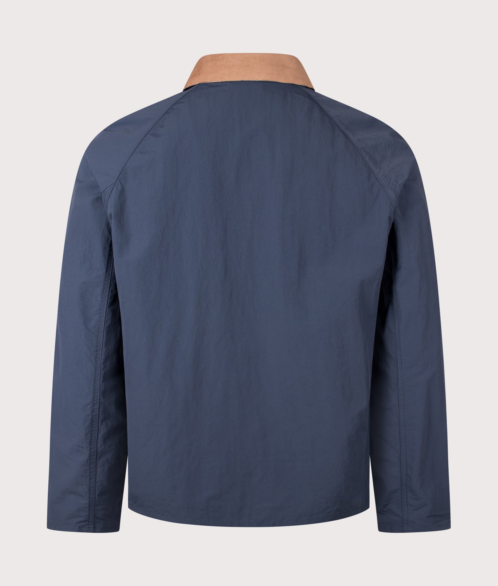 Barbour Lifestyle Tracker Showerproof Jacket in Navy at EQVVS Menswear. Back shot.
