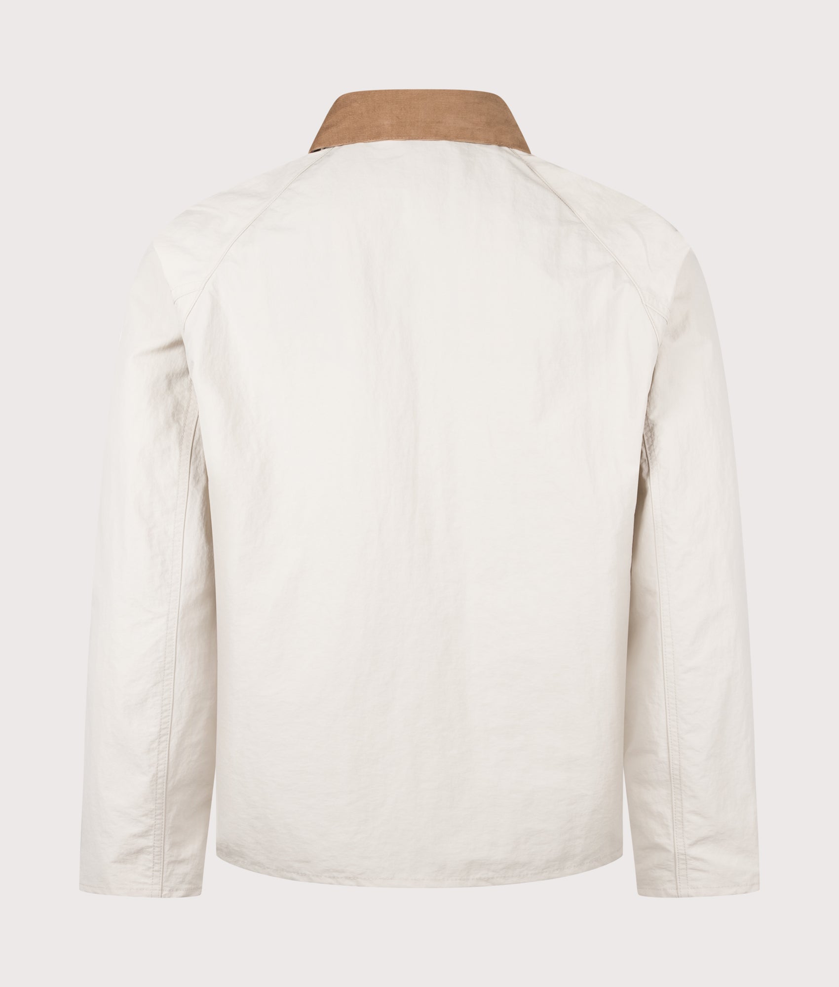 Barbour Lifestyle Tracker Showerproof Jacket in Mist at EQVVS Menswear. Back shot.