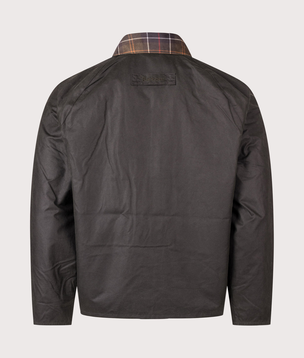 Barbour Lifestyle Icons Spey Waxed Jacket  in Sage at EQVVS Menswear. Back shot.