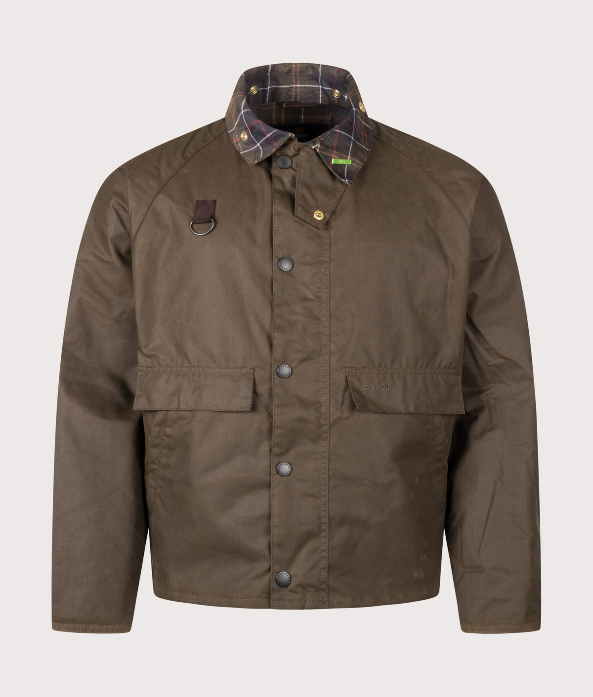 Barbour Lifestyle Icons Spey Waxed Jacket  in Beech at EQVVS Menswear. Front shot.