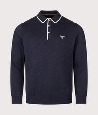 Regular Fit Taunton Knitted Long Sleeve Polo Shirt: NY91 Navy 
