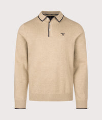 Regular Fit Taunton Knitted Long Sleeve Polo Shirt: ST51 Stone 