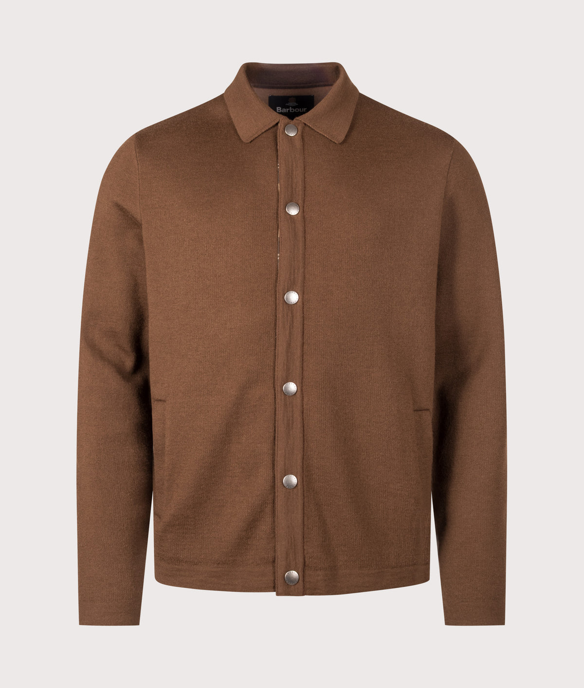 Barbour Lifestyle Florcombe Knitted Cardigan in Dark Sand at EQVVS Menswear. Front shot.