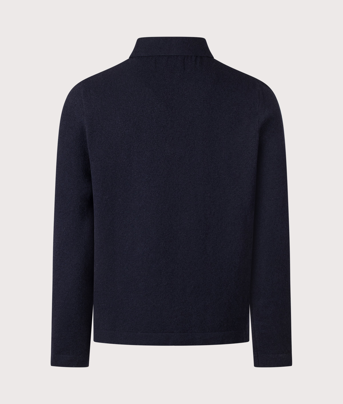 Barbour Lifestyle Bearsted Knitted Quarter Zip Polo Shirt in Dark Navy at EQVVS Menswear. Back shot.