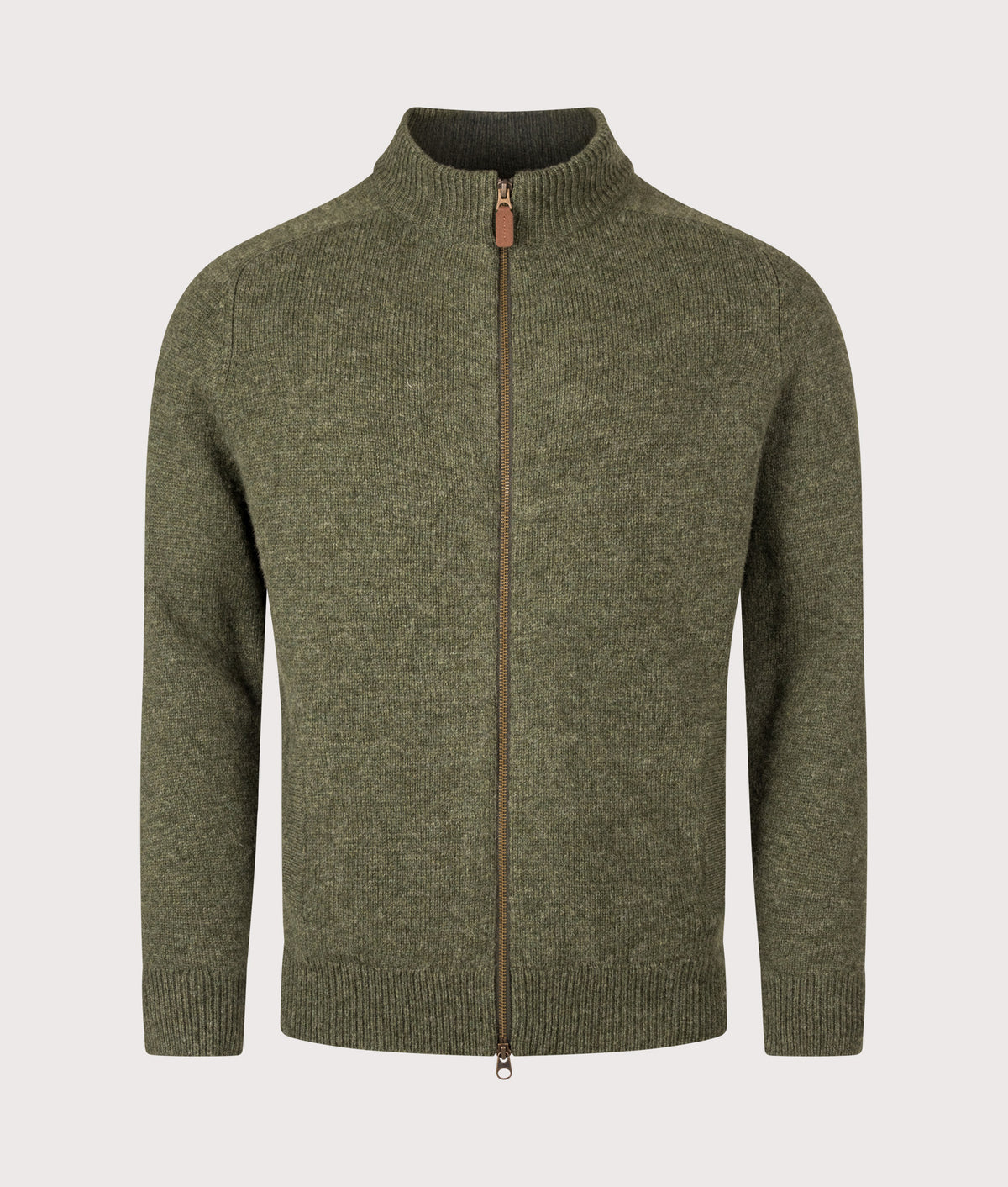 Barbour Lifestyle Regular Fit Talder Zip Through Jumper in Sage at EQVVS Menswear. Front shot.