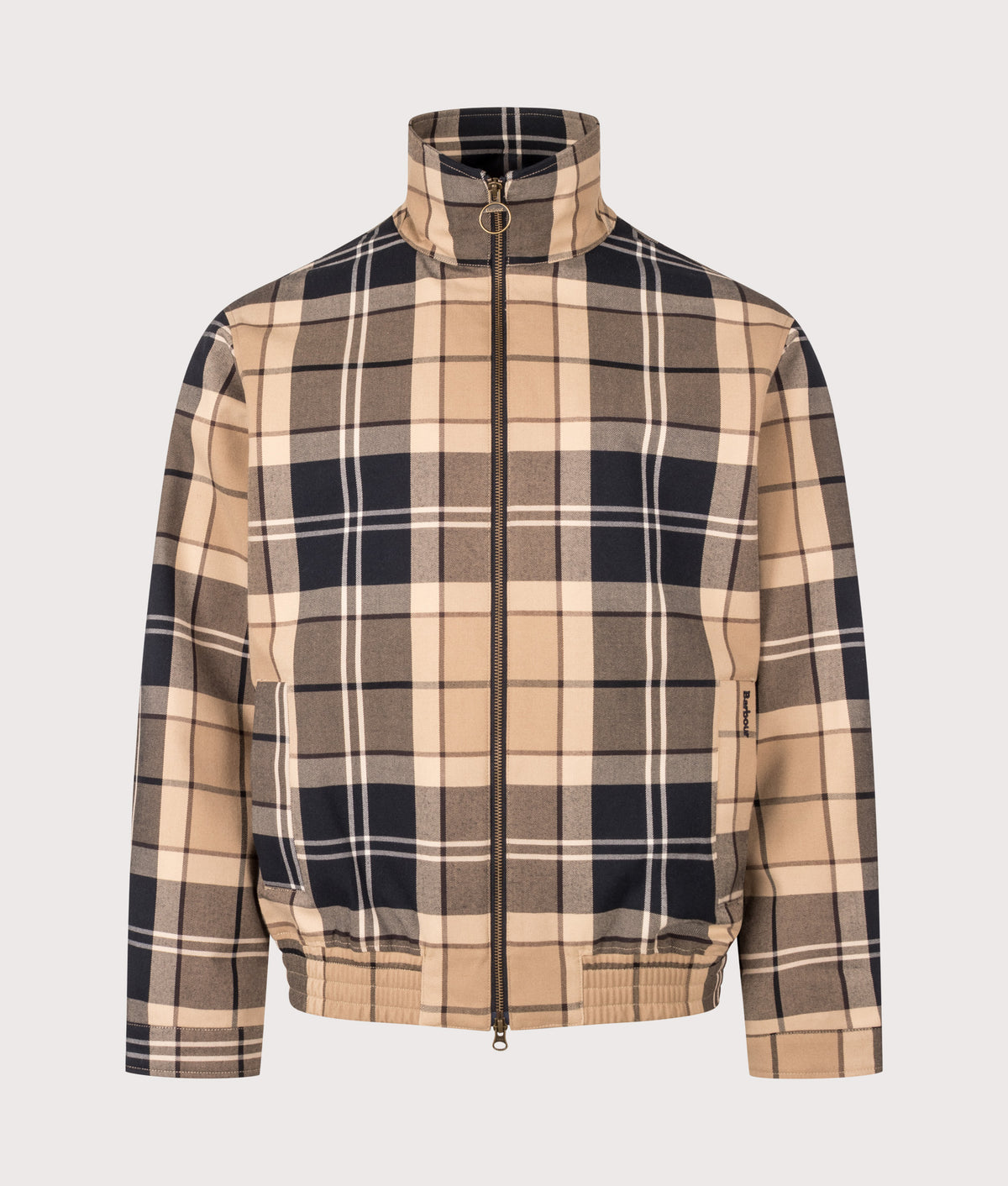 Barbour Lifestyle Tartan Showerproof Blouson Jacket in Birchwood Dress Tartan at EQVVS Menswear. Front shot.